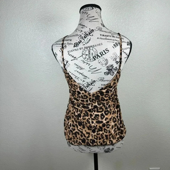 Zara Leopard Spaghetti Strap Camisole Lace Trim Tank Low Back Size Small - Picture 5 of 8
